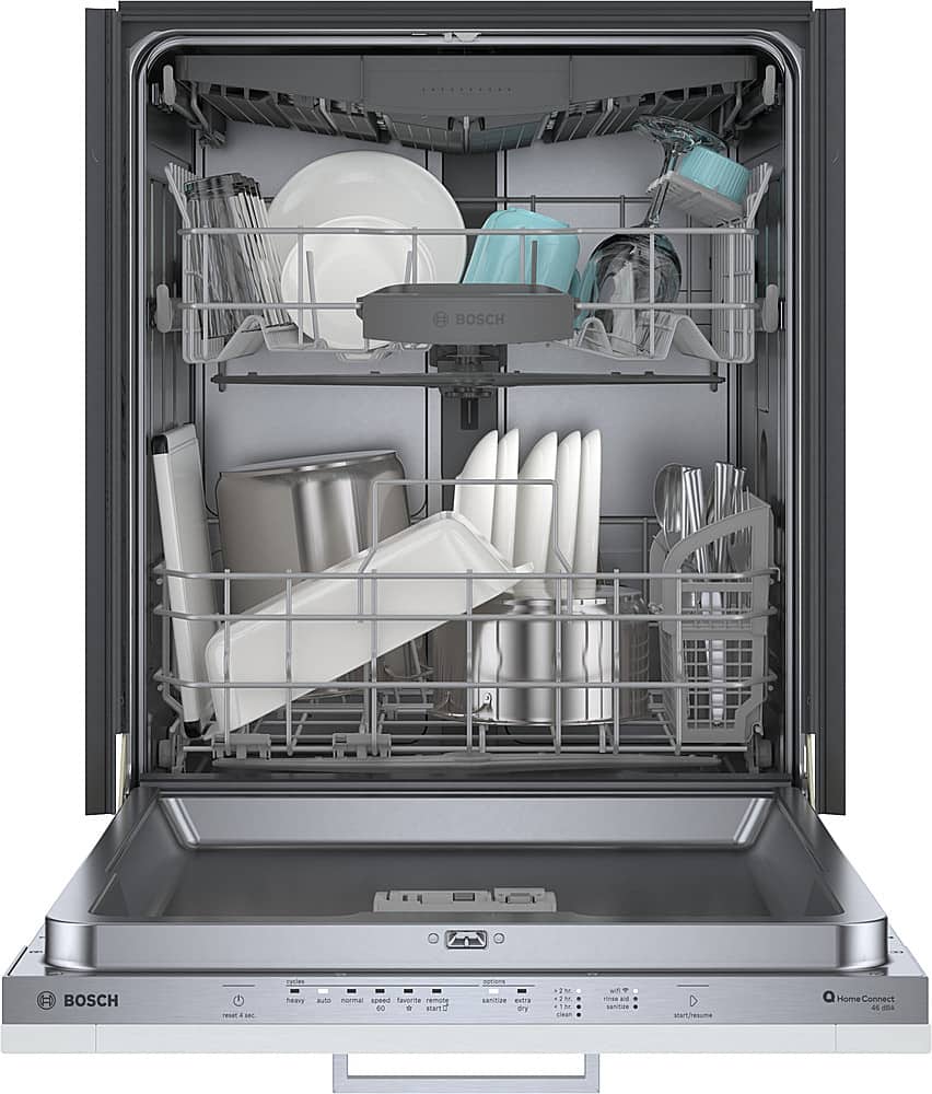 Alt View 2. Bosch - 300 Series 24" Top Control Smart Built-In Stainless Steel Tub Dishwasher with 3rd Rack and RackMatic, 46 dBA - Custom Panel Ready.