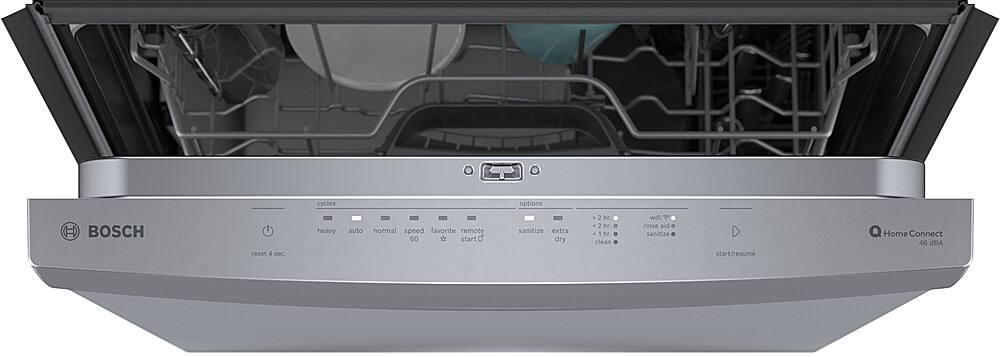Left. Bosch - 300 Series 24" Top Control Smart Built-In Stainless Steel Tub Dishwasher with 3rd Rack, 46dBA - Stainless Steel.