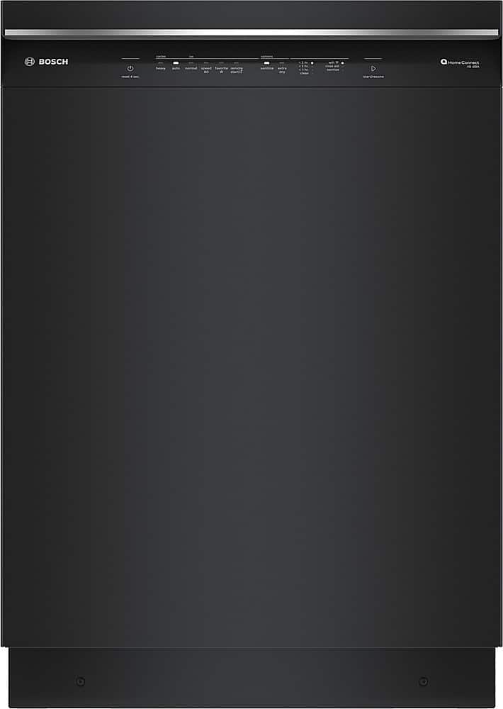 Bosch - 300 Series 24" Front Control Smart Built-In Stainless Steel Tub Dishwasher with 3rd Rack, 46dBA - Black - Front_Zoom