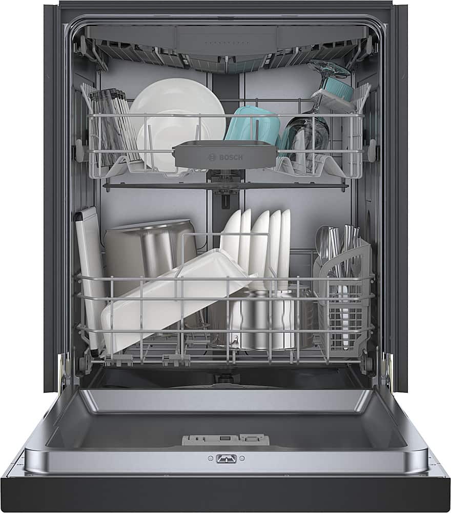 Alt View 2. Bosch - 300 Series 24" Front Control Smart Built-In Stainless Steel Tub Dishwasher with 3rd Rack, 46dBA - Black.