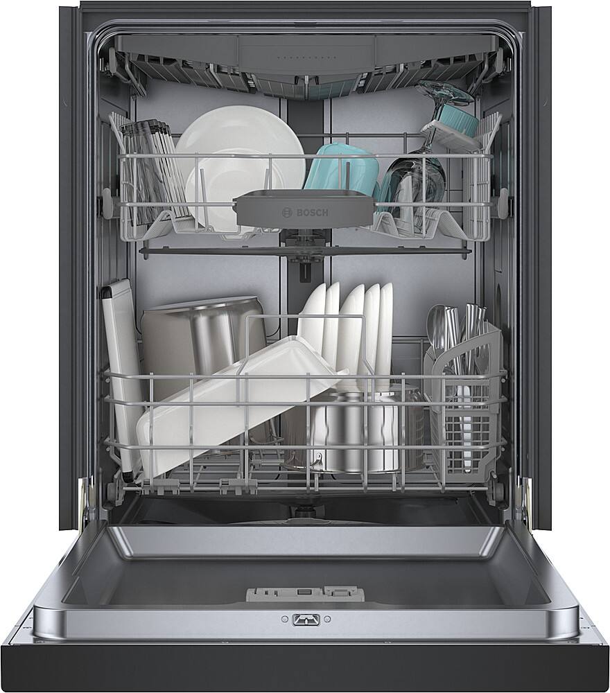 Alt View 2. Bosch - 300 Series 24" Front Control Smart Built-In Stainless Steel Tub Dishwasher with 3rd Rack, 46dBA - Black.