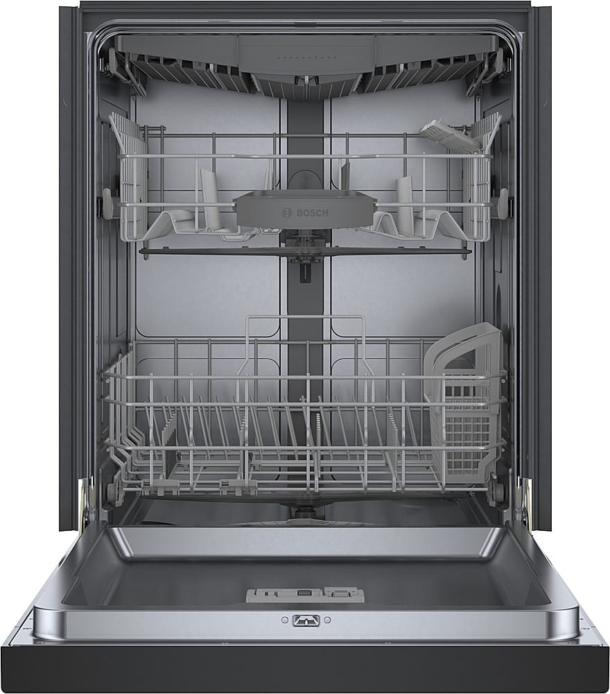 Left. Bosch - 300 Series 24" Front Control Smart Built-In Stainless Steel Tub Dishwasher with 3rd Rack, 46dBA - Black.