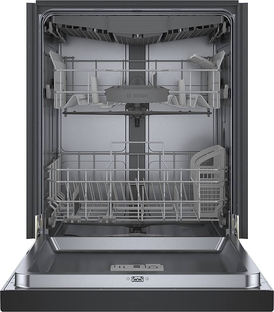 Left. Bosch - 300 Series 24" Front Control Smart Built-In Stainless Steel Tub Dishwasher with 3rd Rack, 46dBA - Black.