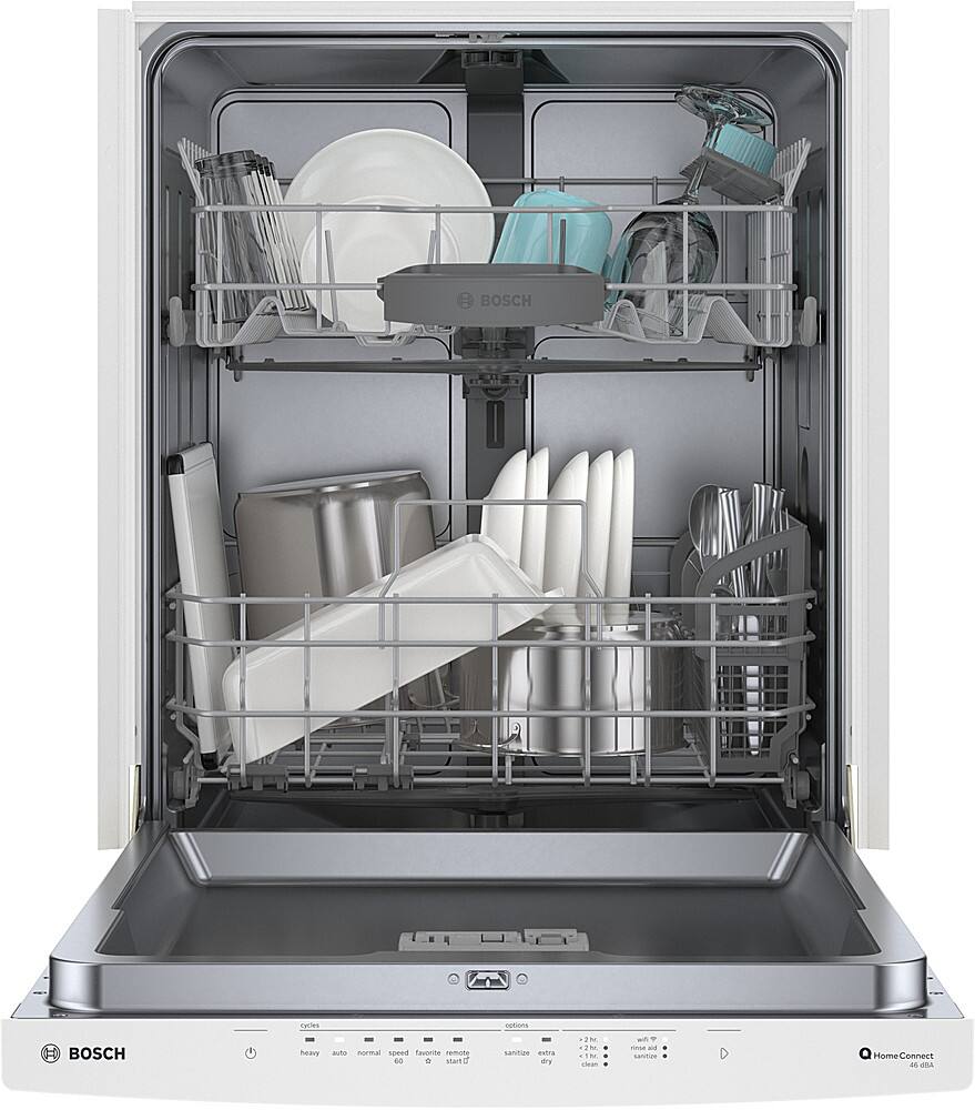 Alt View 3. Bosch - 300 Series 24" Top Control Smart Built-In Stainless Steel Tub Dishwasher with 3rd Rack, 46 dBA - White.