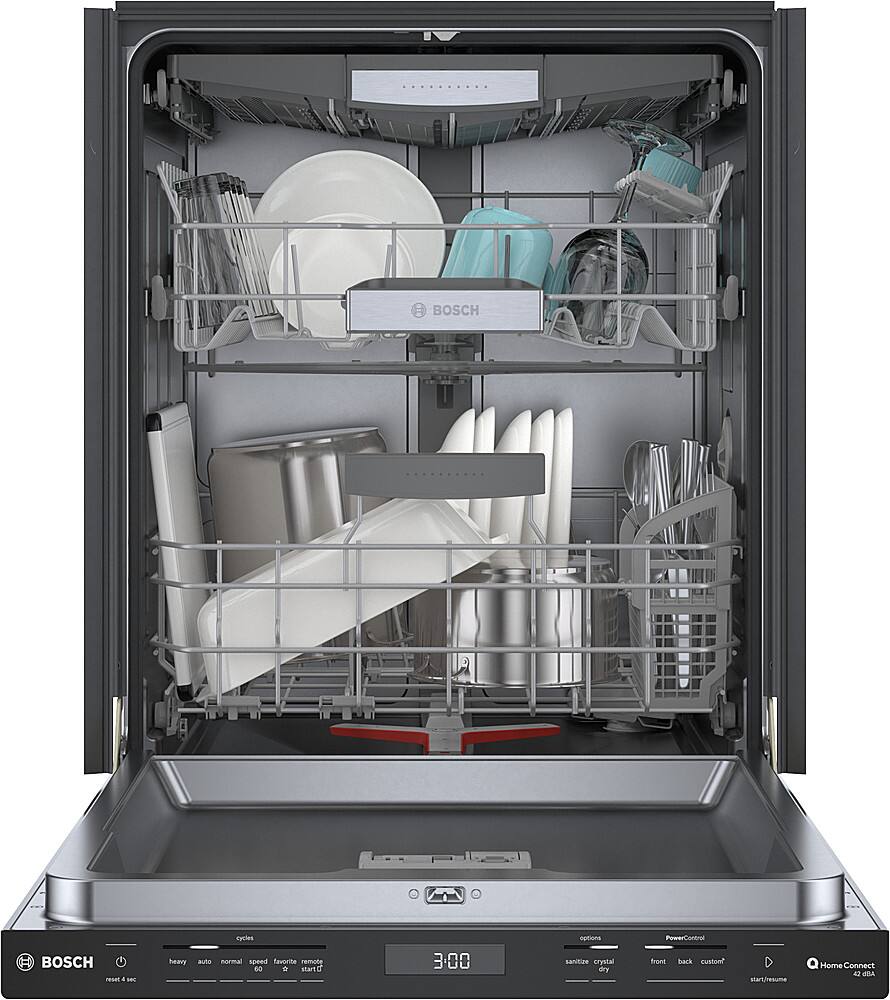 Alt View 2. Bosch - 800 Series 24" Top Control Smart Built-In Stainless Steel Tub Dishwasher with Flexible 3rd Rack, 42dBA - Black.