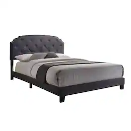Manhattan Lane - Modern Queen Bed, Fabric - Gray