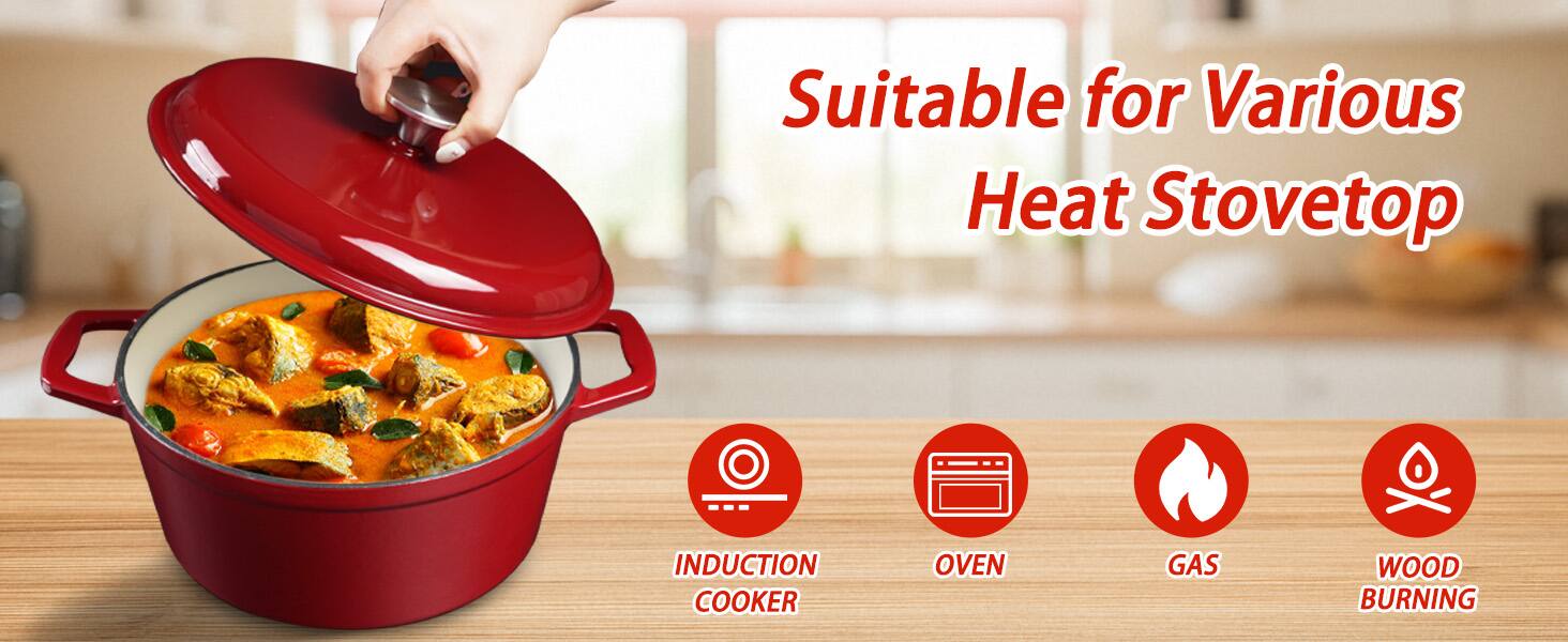 Suitable for Various Heat Stovetop

- INDUCTION COOKER
- OVEN
- GAS
- WOOD BURNING