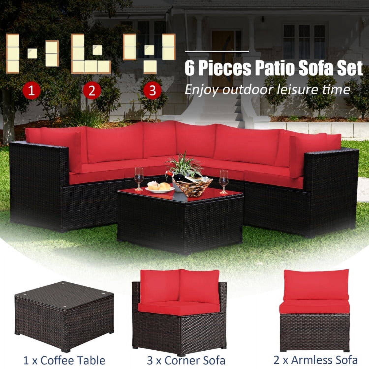 6 Pieces Patio Sofa Set  
Enjoy outdoor leisure time  

1 x Coffee Table  
3 x Corner Sofa  
2 x Armless Sofa