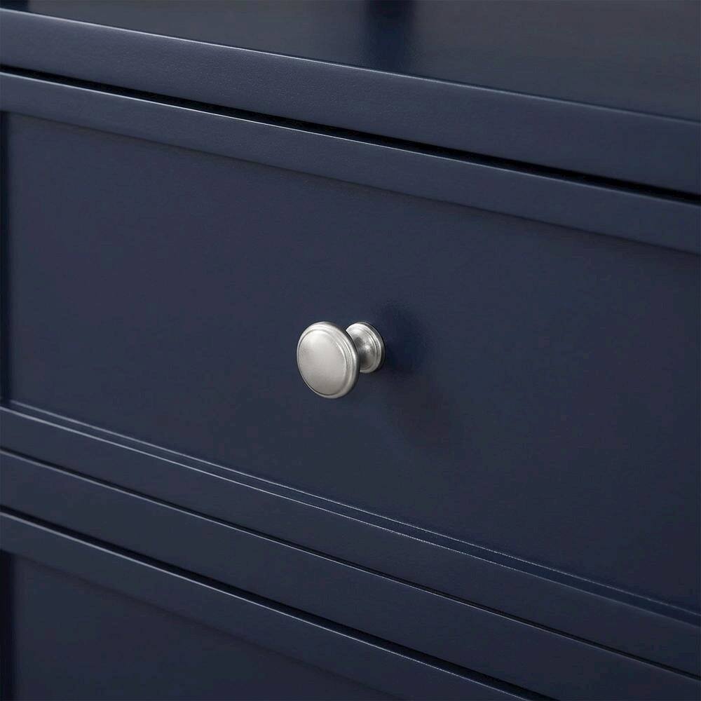 Back. FurniFact - Midnight Blue Nightstand with 2 Drawers and Modern Design - Midnight Blue.