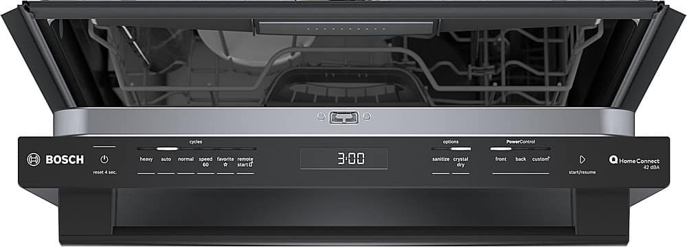 Left. Bosch - 800 Series 24" Top Control Smart Built-In Stainless Steel Tub Dishwasher with 3rd Rack, 42dBA - Black.