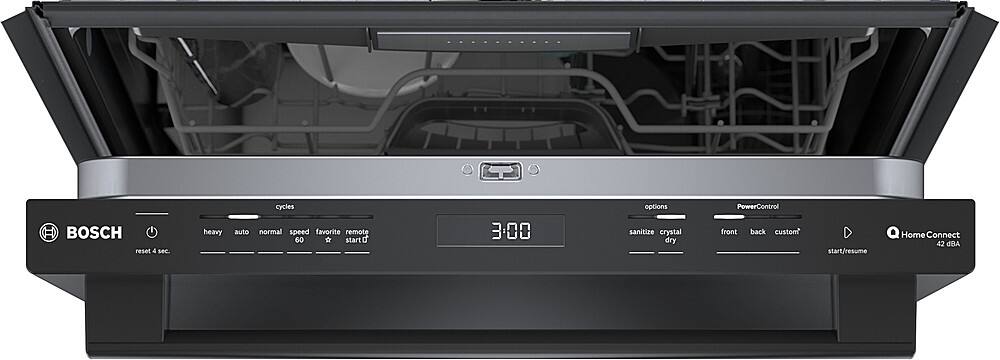 Left. Bosch - 800 Series 24" Top Control Smart Built-In Stainless Steel Tub Dishwasher with 3rd Rack, 42dBA - Black.