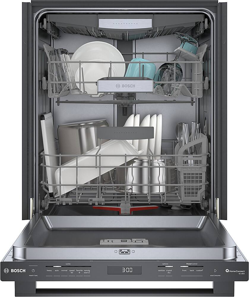 Alt View 2. Bosch - 800 Series 24" Top Control Smart Built-In Stainless Steel Tub Dishwasher with 3rd Rack, 42dBA - Black Stainless Steel.