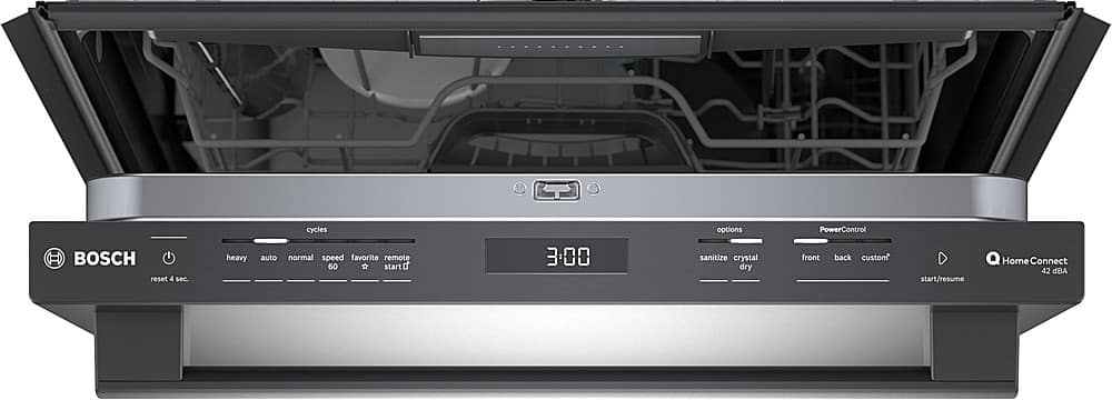 Left. Bosch - 800 Series 24" Top Control Smart Built-In Stainless Steel Tub Dishwasher with 3rd Rack, 42dBA - Black Stainless Steel.