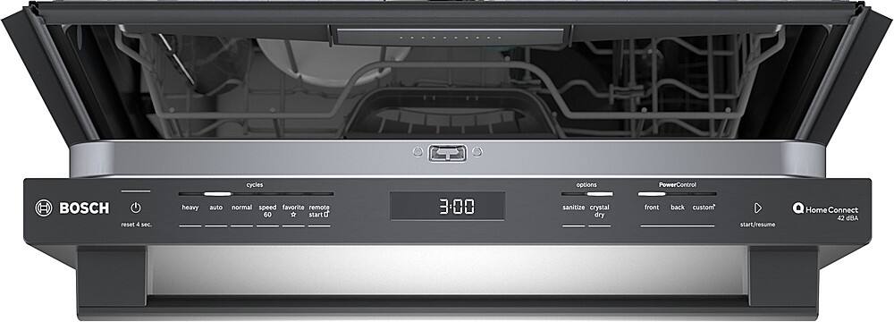 Left. Bosch - 800 Series 24" Top Control Smart Built-In Stainless Steel Tub Dishwasher with 3rd Rack, 42dBA - Black Stainless Steel.