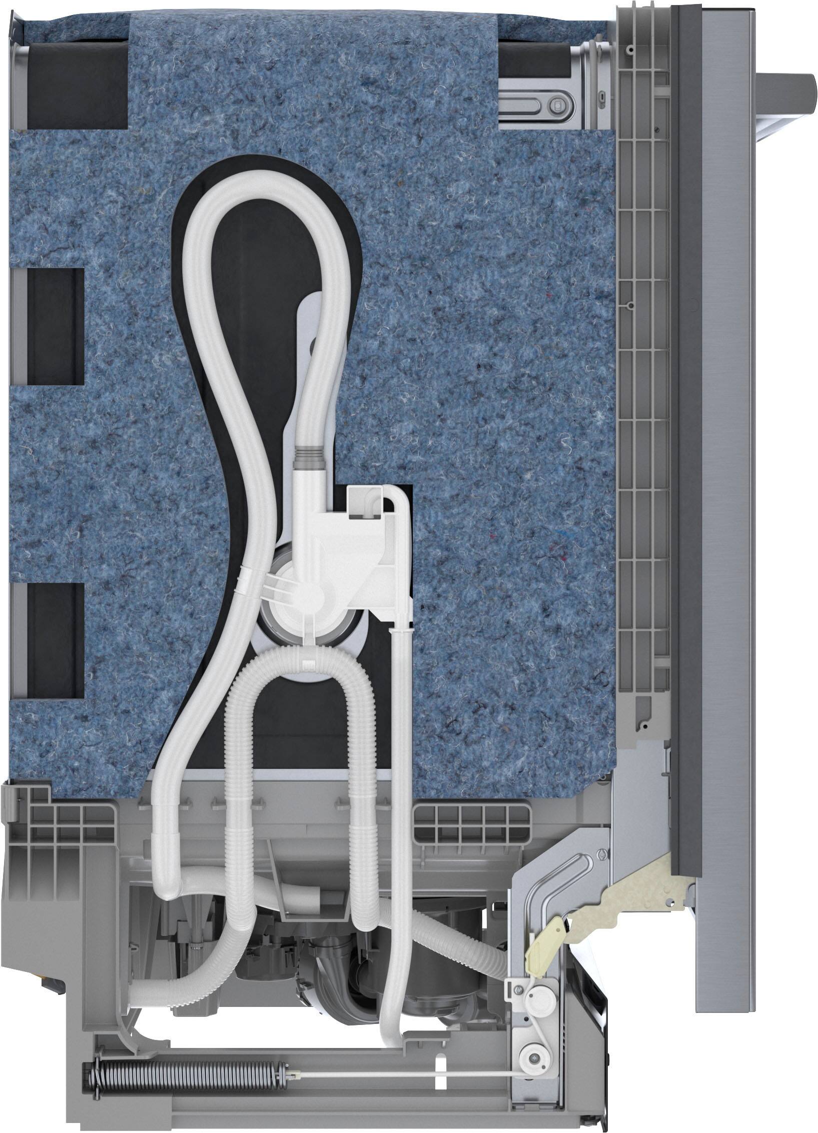 Angle. Bosch - 100 Series Premium 24" Top Control Smart Built-In Hybrid Stainless Steel Tub Dishwasher with 3rd Rack, 46dBA - Stainless Steel.