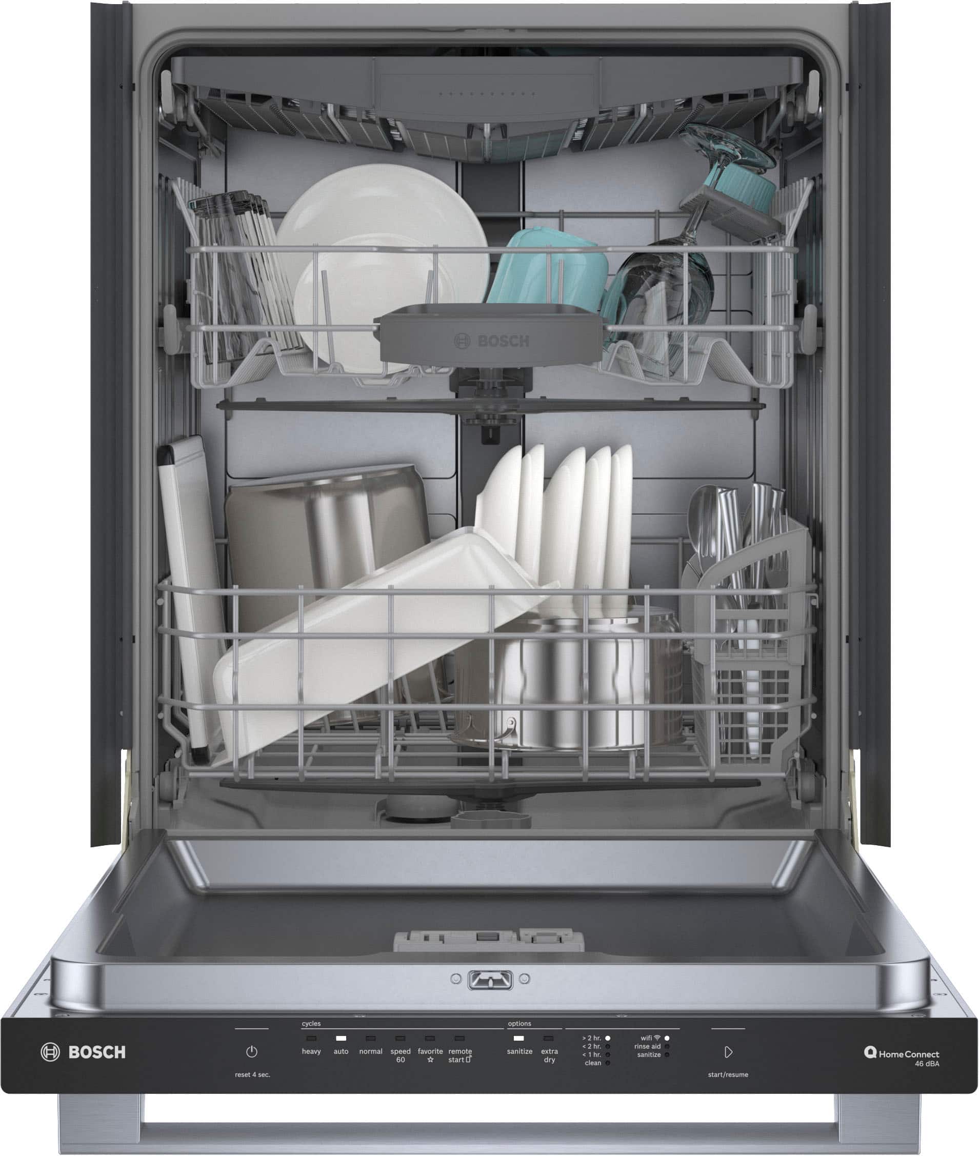 Alt View 2. Bosch - 100 Series Premium 24" Top Control Smart Built-In Hybrid Stainless Steel Tub Dishwasher with 3rd Rack, 46dBA - Stainless Steel.