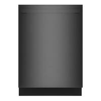 Bosch - 100 Series Premium 24" Top Control Smart Built-In Hybrid Stainless Steel Tub Dishwasher with 3rd Rack, 46dBA - Black Stainless Steel - Front_Zoom