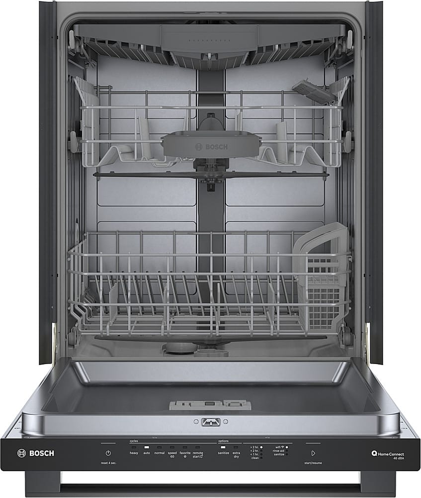 Alt View 2. Bosch - 100 Series Premium 24" Top Control Smart Built-In Hybrid Stainless Steel Tub Dishwasher with 3rd Rack, 46dBA - Black Stainless Steel.