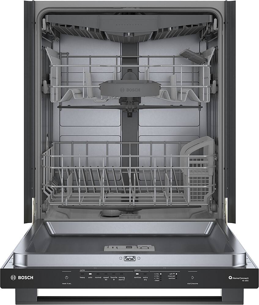 Alt View 2. Bosch - 100 Series Premium 24" Top Control Smart Built-In Hybrid Stainless Steel Tub Dishwasher with 3rd Rack, 46dBA - Black Stainless Steel.
