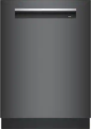 Front. Bosch - 800 Series 24" Top Control Smart Built-In Stainless Steel Tub Dishwasher with 3rd Rack, 42dBA - Black Stainless Steel.