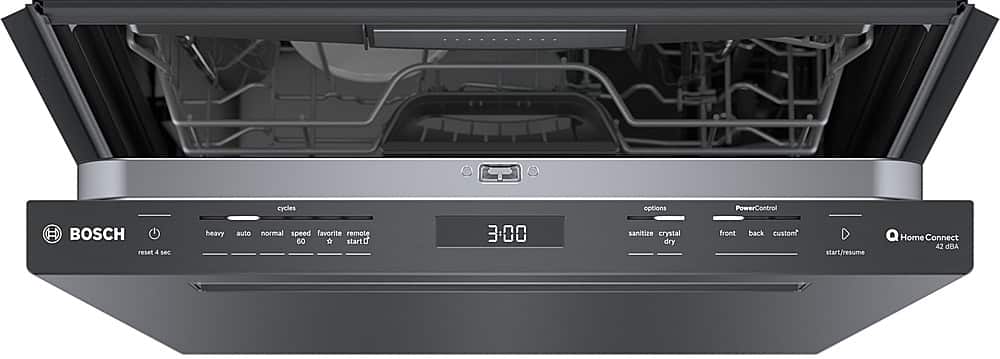 Left. Bosch - 800 Series 24" Top Control Smart Built-In Stainless Steel Tub Dishwasher with 3rd Rack, 42dBA - Black Stainless Steel.