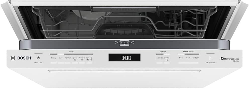Left. Bosch - 800 Series 24" Top Control Smart Built-In Stainless Steel Tub Dishwasher with 3rd Rack, 42 dBA - White.