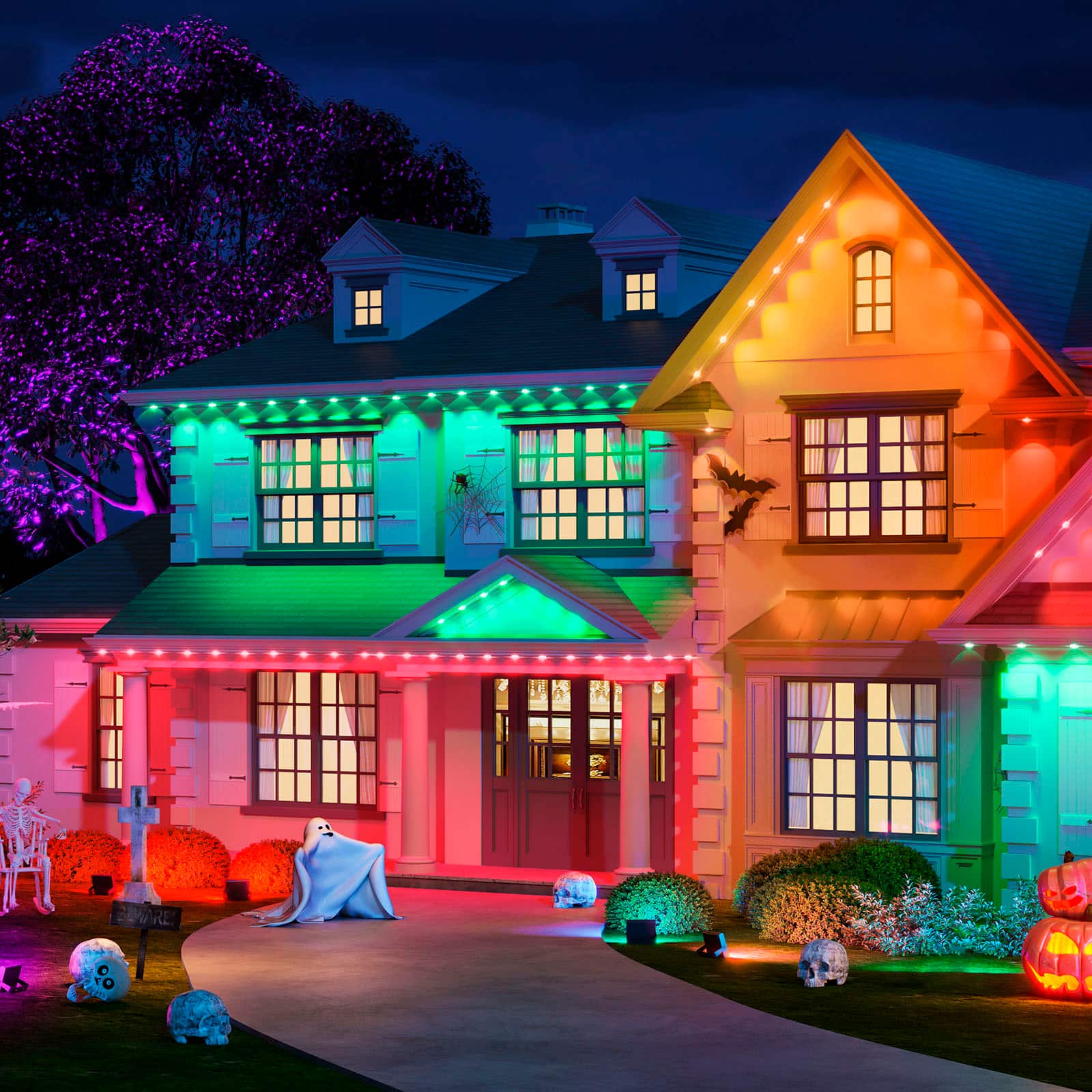 Alt View 15. Govee - Wi-Fi RGBIC Outdoor Permanent String Lights 100ft - Multi.