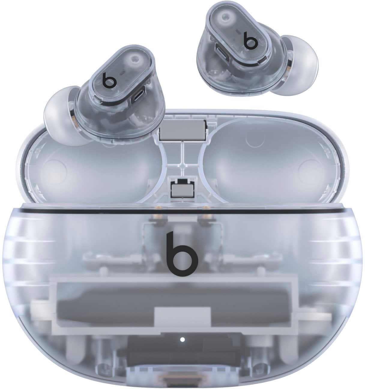 Front. Beats - Geek Squad Certified Refurbished Beats Studio Buds + True Wireless Noise Cancelling Earbuds - Transparent.