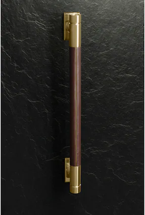 Front. Monogram - Short Statement Handle for 48" Monogram Pro Ranges - Brass.