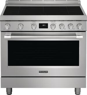Frigidaire - Professional 36 in. Wide 5 elements 4.4 Cu. Ft. Freestanding Electric Induction Convection Range with Steam-cleaning - Stainless Steel