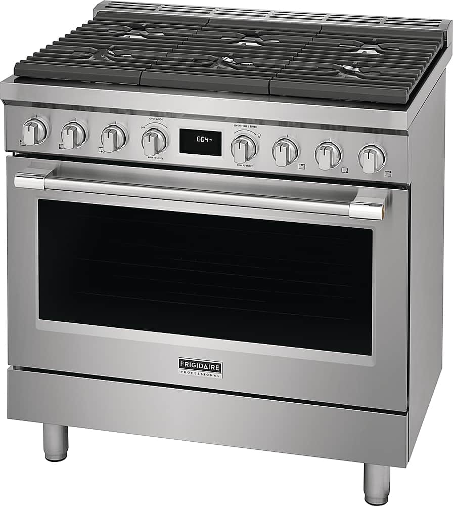 Angle. Frigidaire - Professional 4.4 Cu. Ft. Freestanding Oven Dual-Fuel Fan Convection Range - Stainless Steel.