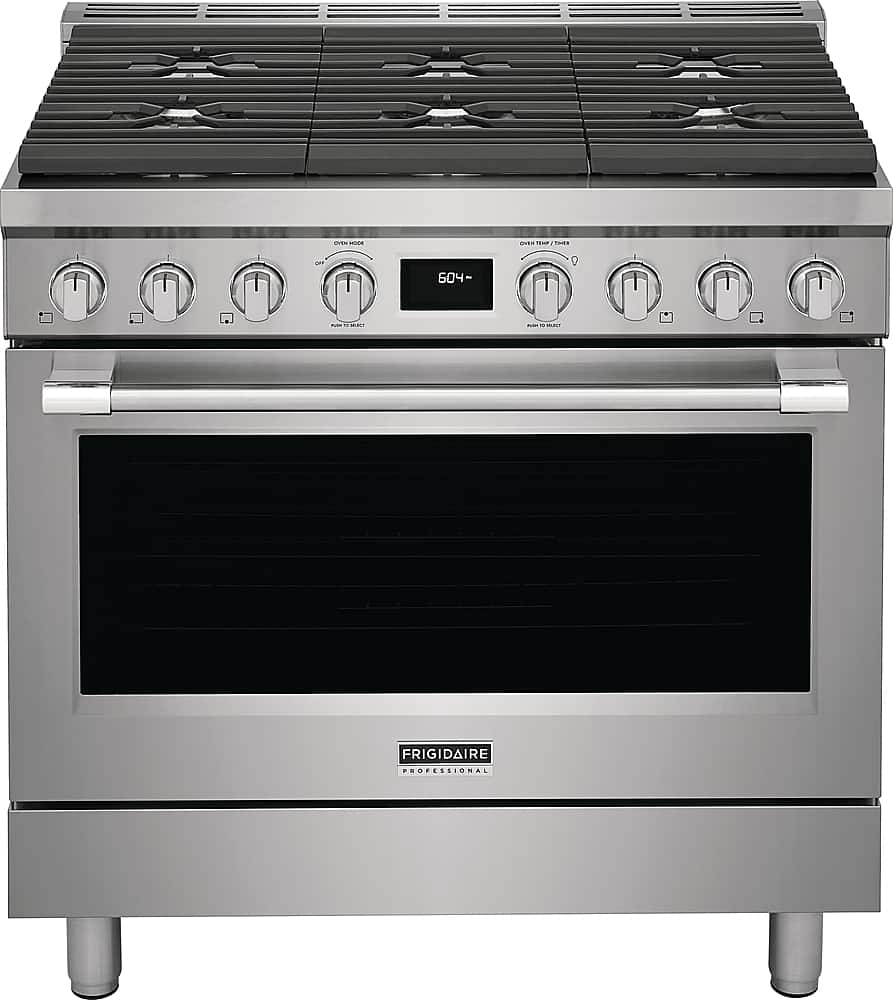Front. Frigidaire - Professional 4.4 Cu. Ft. Freestanding Oven Dual-Fuel Fan Convection Range - Stainless Steel.