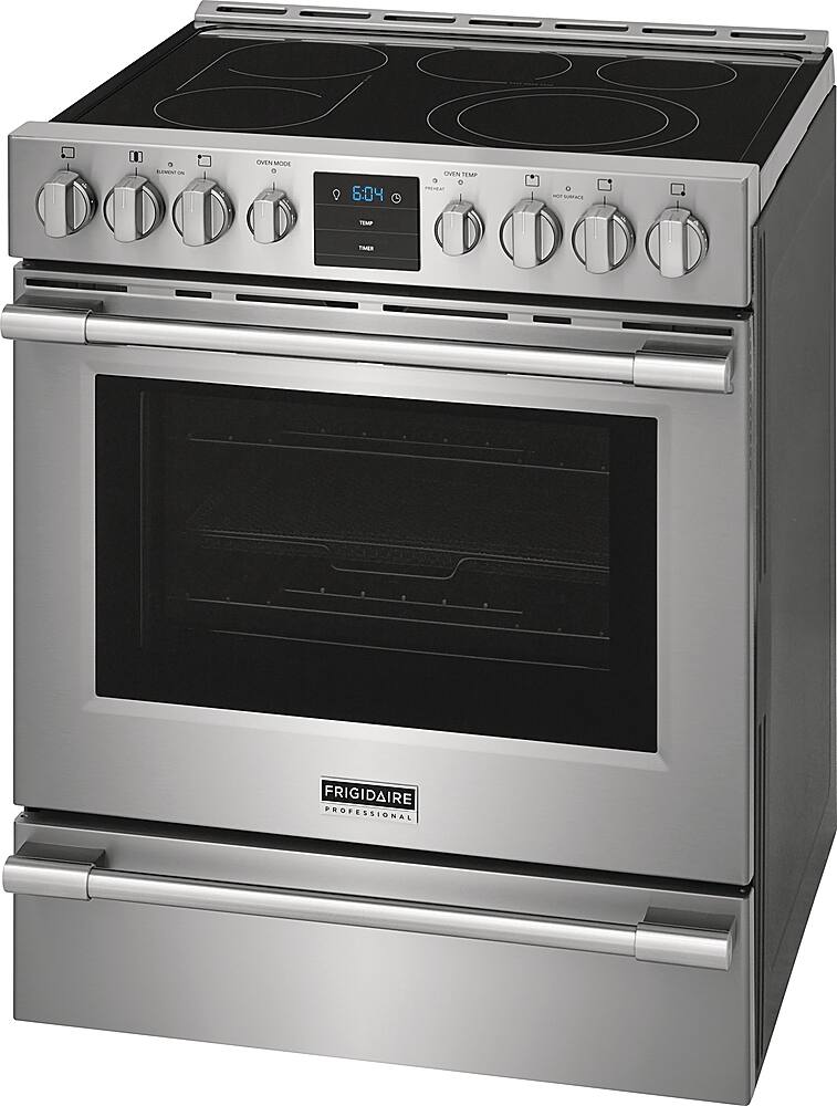 Angle. Frigidaire - Professional 5.4 Cu. Ft. Freestanding Oven Electric True Convection Range - Smudge-Proof Stainless Steel.