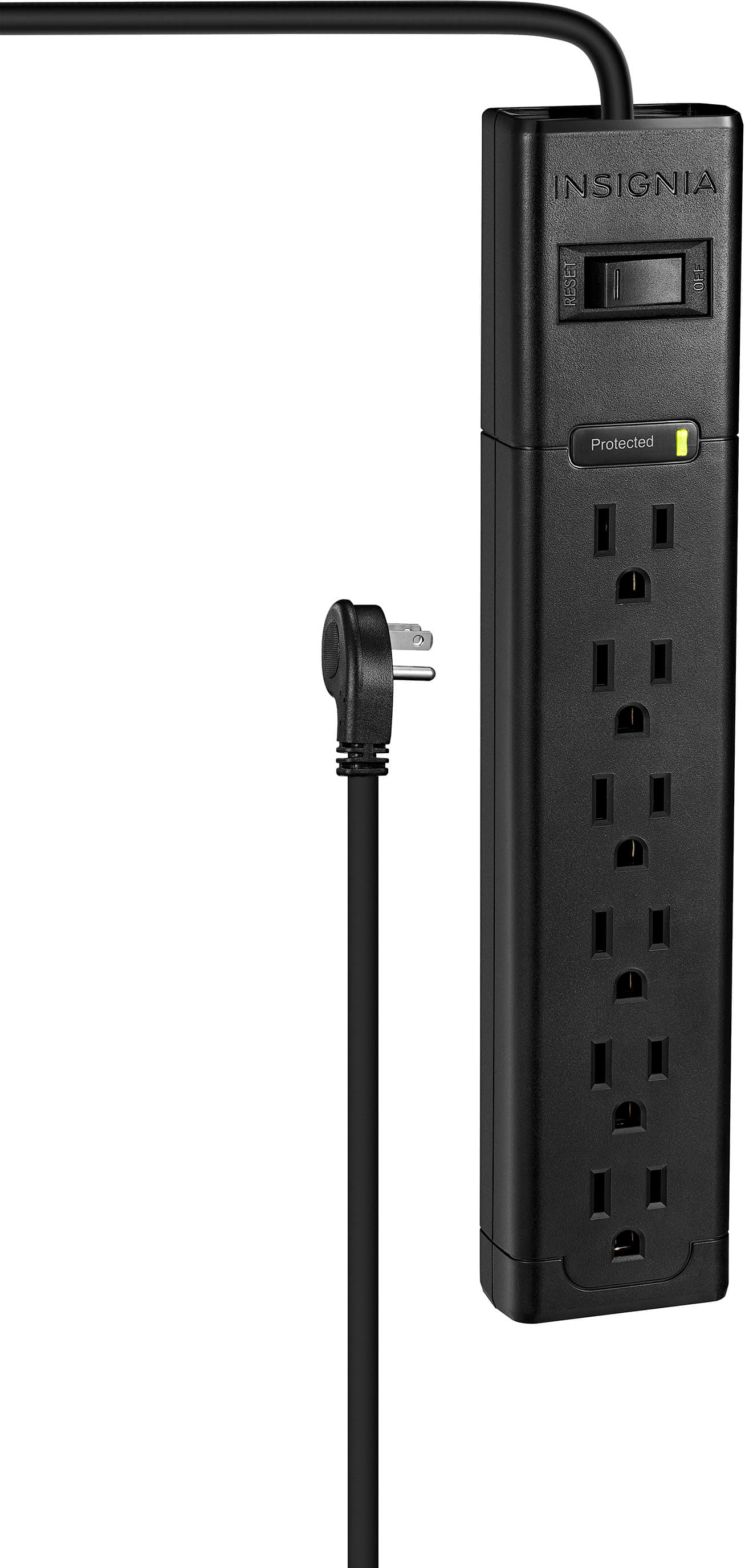Front. Insignia™ - 6-Outlet 1,080 Joules Surge Protector - Black.