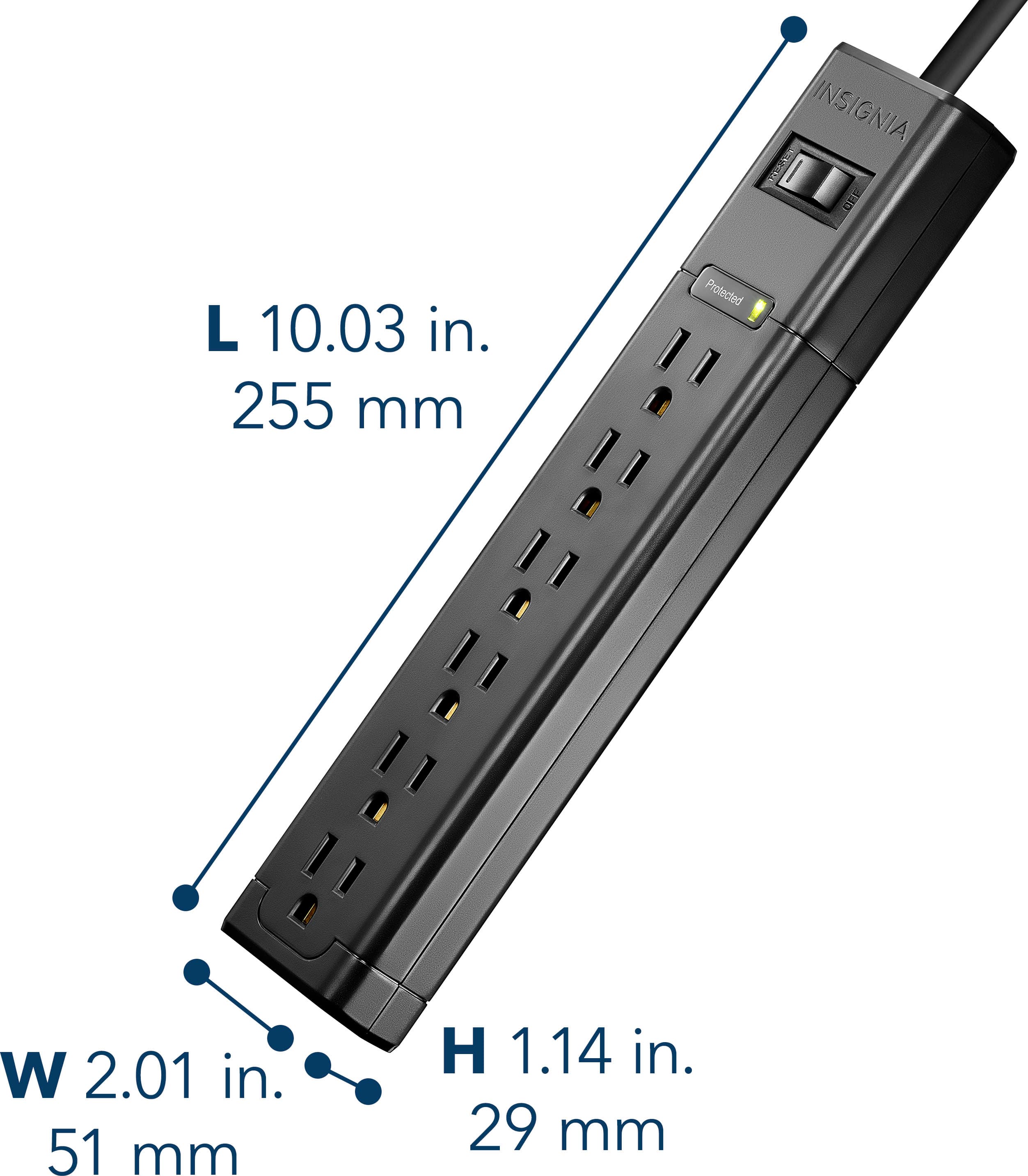 Alt View 17. Insignia™ - 6-Outlet 1,080 Joules Surge Protector - Black.