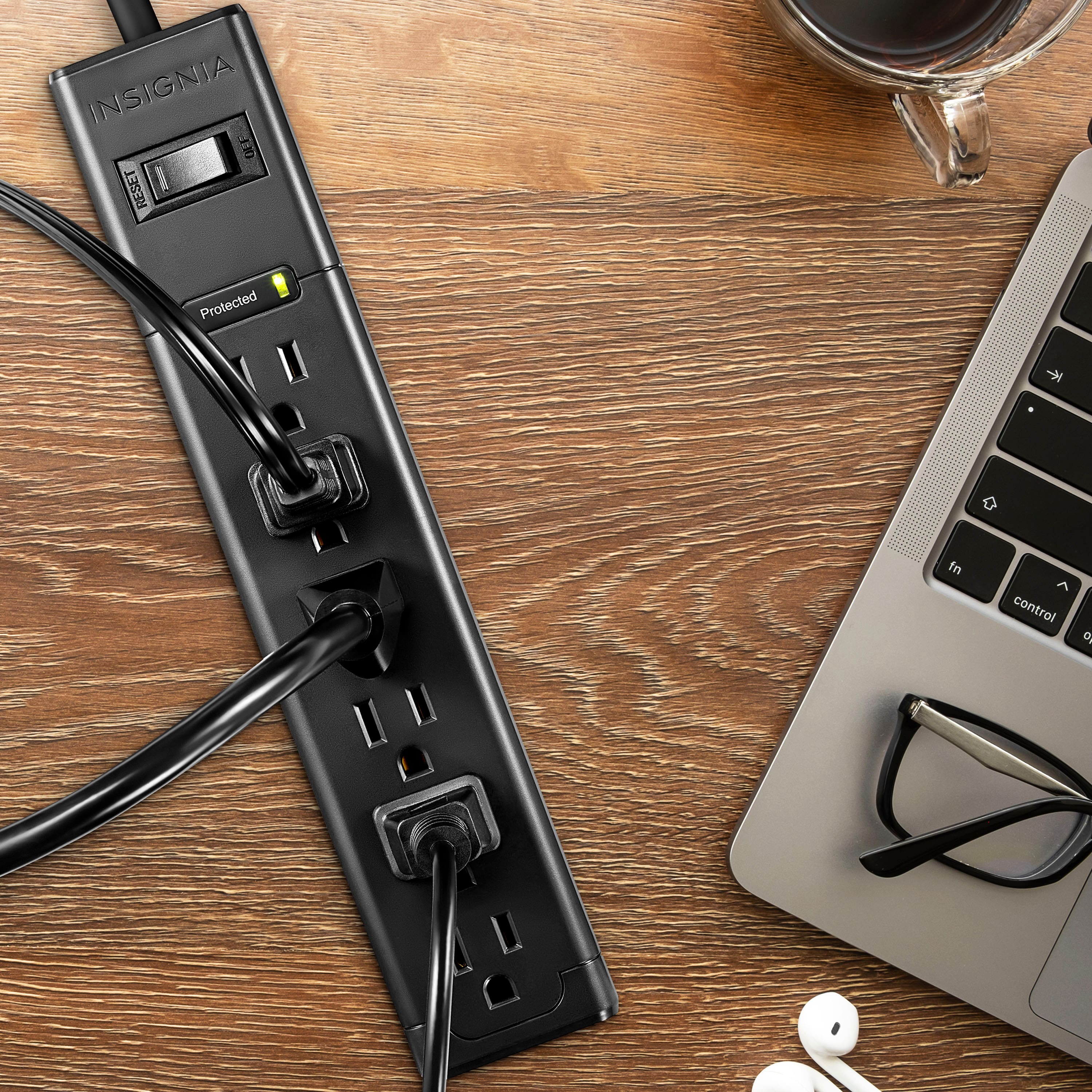 Alt View 13. Insignia™ - 6-Outlet 1,080 Joules Surge Protector - Black.