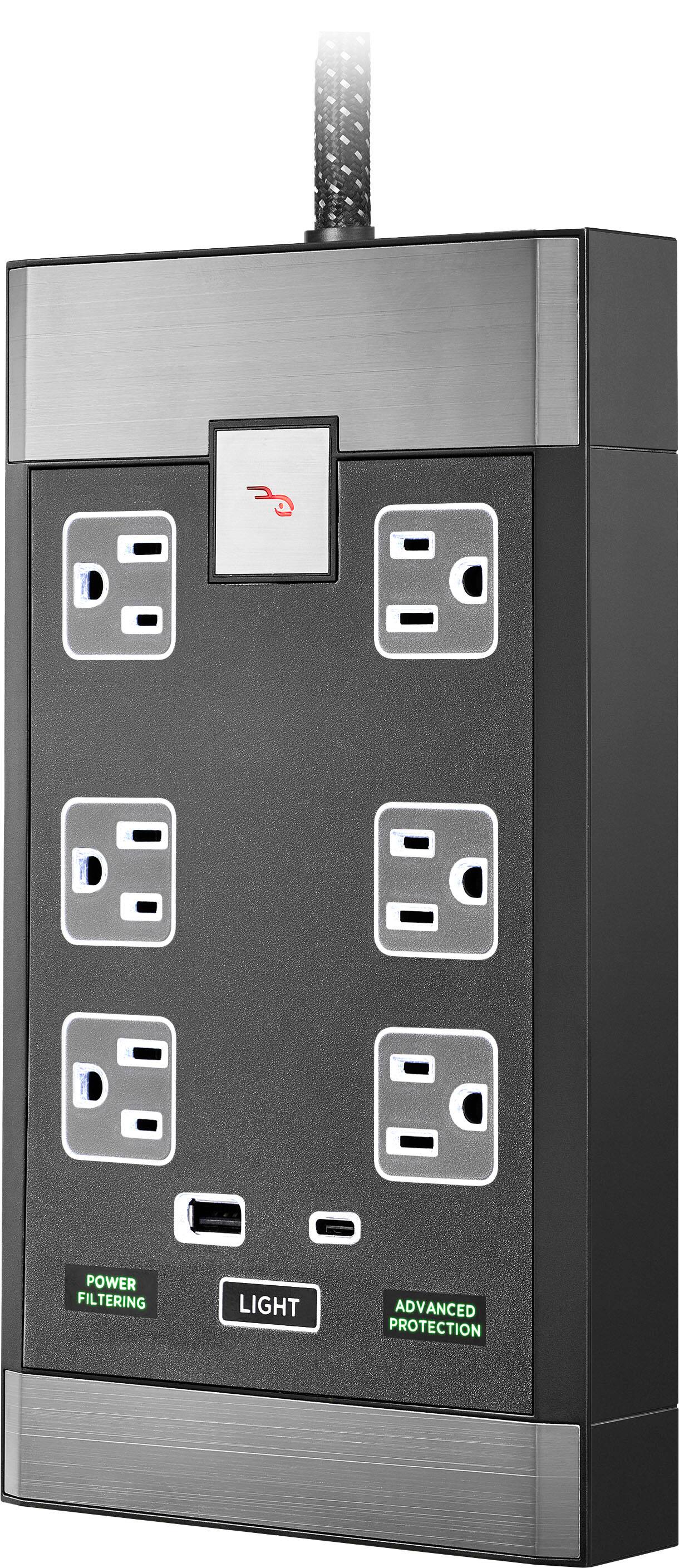 Alt View 1. Rocketfish™ - 6-Outlet Strip Premium/1-USB-C/1-USB 2,880 Joules Surge Protector - Black.