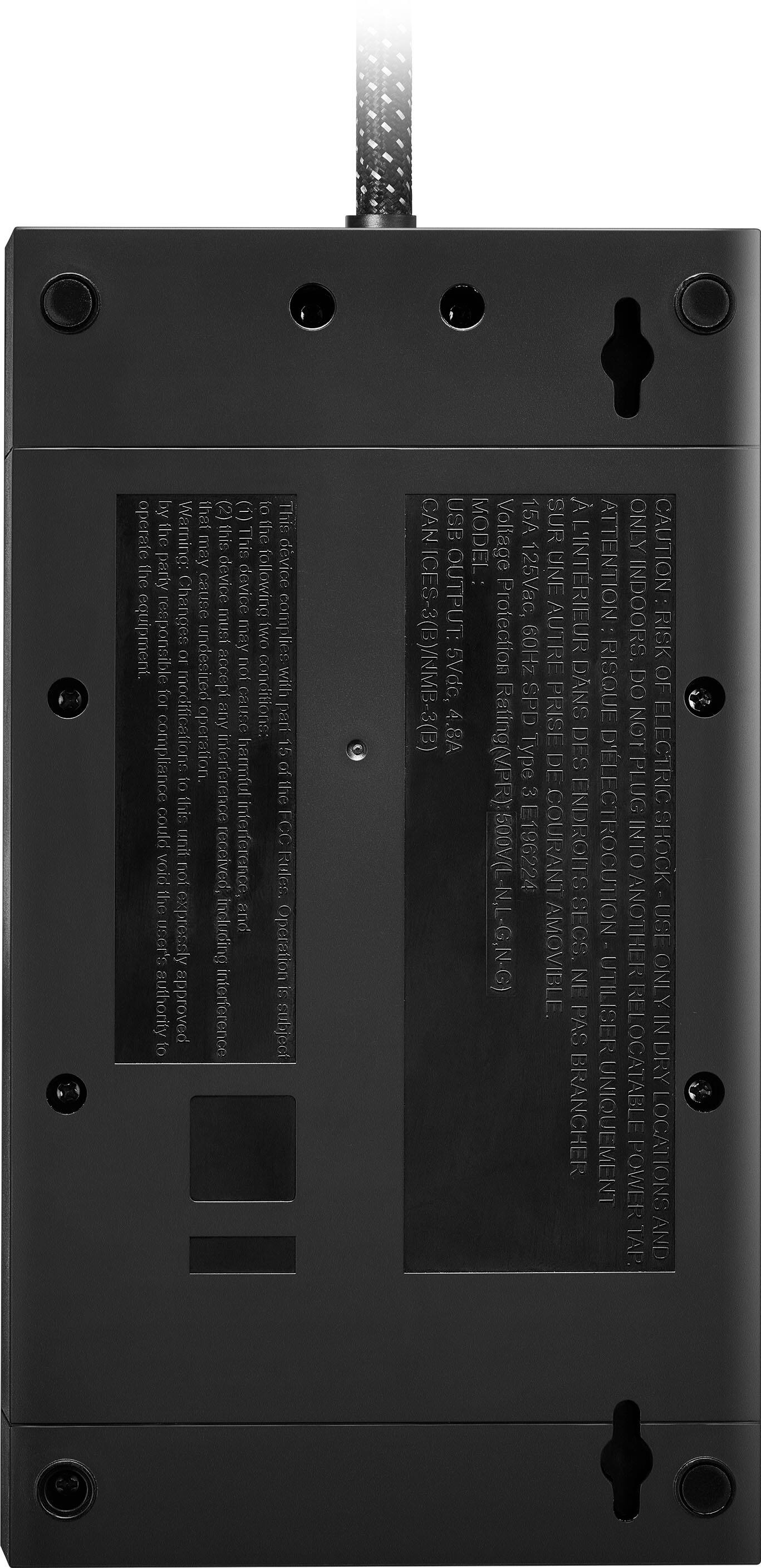 Alt View 20. Rocketfish™ - 6-Outlet Strip Premium/1-USB-C/1-USB 2,880 Joules Surge Protector - Black.