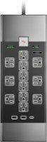Rocketfish™ - 12-Outlet 5,280 Joules Surge Protector with USB and USB-C - Black - Front_Zoom