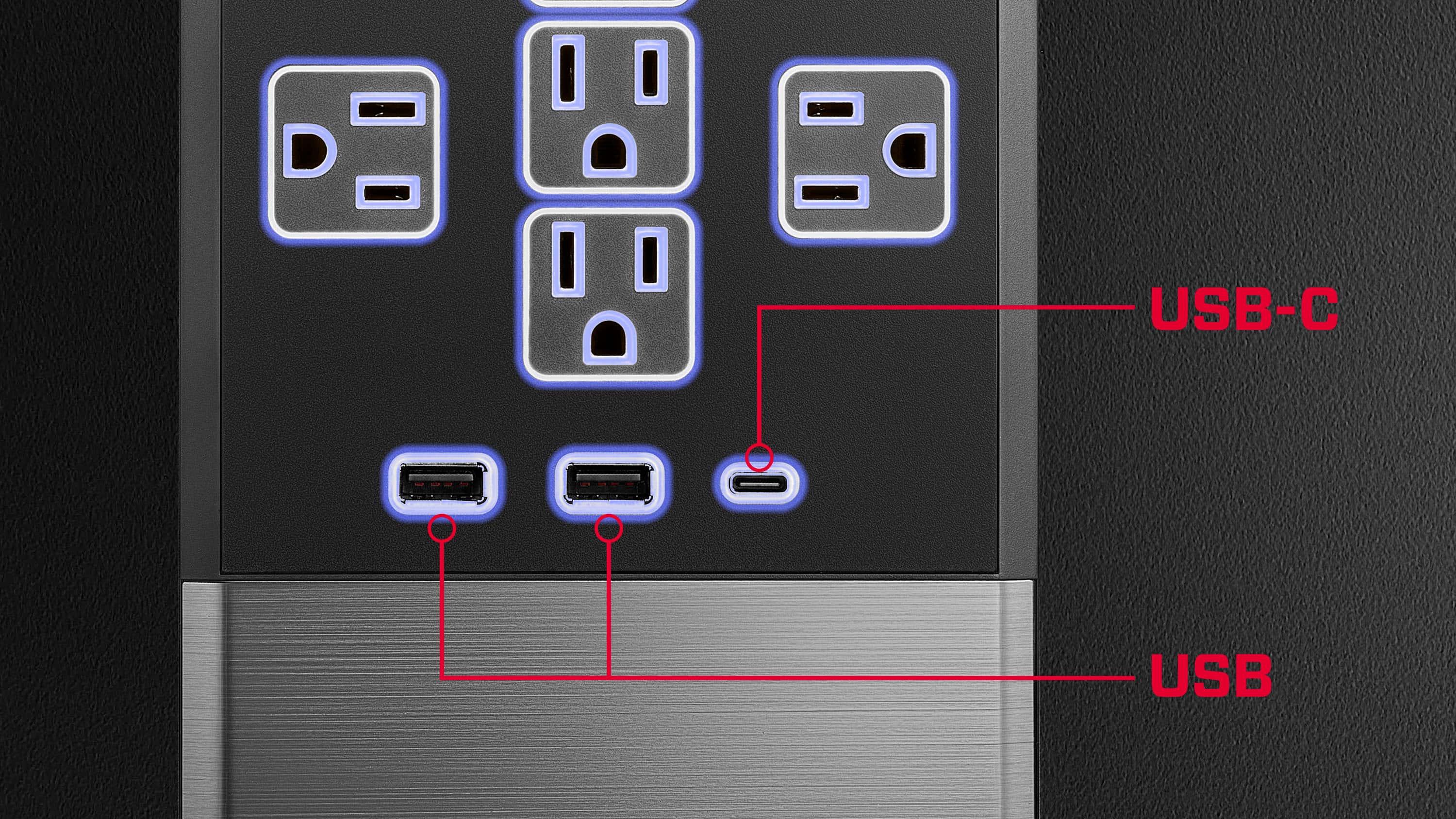 Alt View 15. Rocketfish™ - 12-Outlet 5,280 Joules Surge Protector with USB and USB-C - Black.