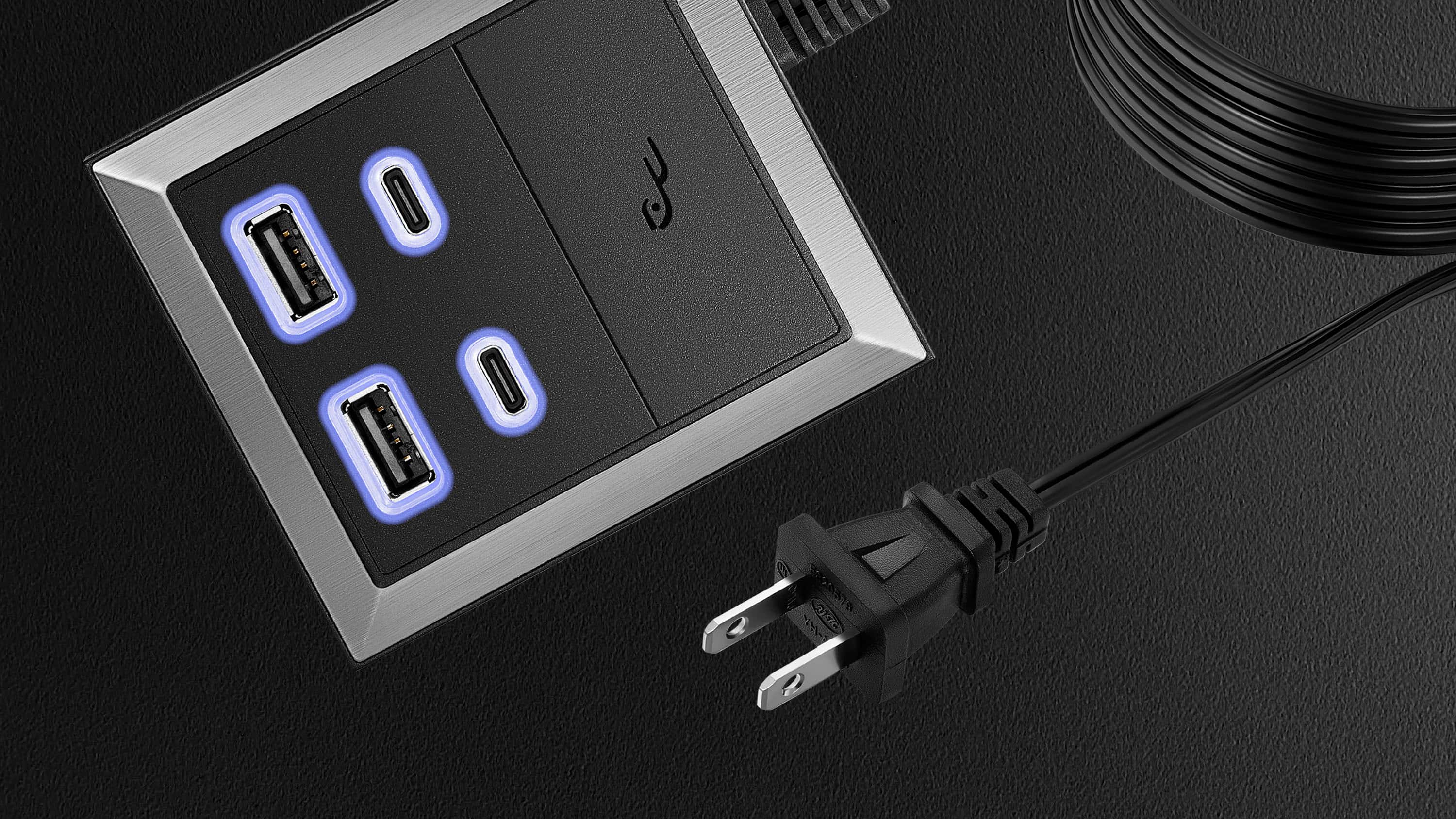 Alt View 14. Rocketfish™ - 12-Outlet 5,280 Joules Surge Protector with USB and USB-C - Black.