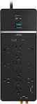 Rocketfish™ - 12-Outlet Strip/1-USB-C/1-USB 4,680 Joules Surge Protector - Black