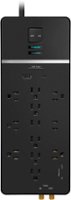 Rocketfish™ - 12-Outlet Strip/1-USB-C/1-USB 4,680 Joules Surge Protector - Black - Front_Zoom