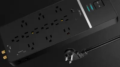 Rocketfish™ 12-Outlet Strip/1-USB-C/1-USB 4,680 Joules Surge Protector Black RF-HTS2223 - Best Buy