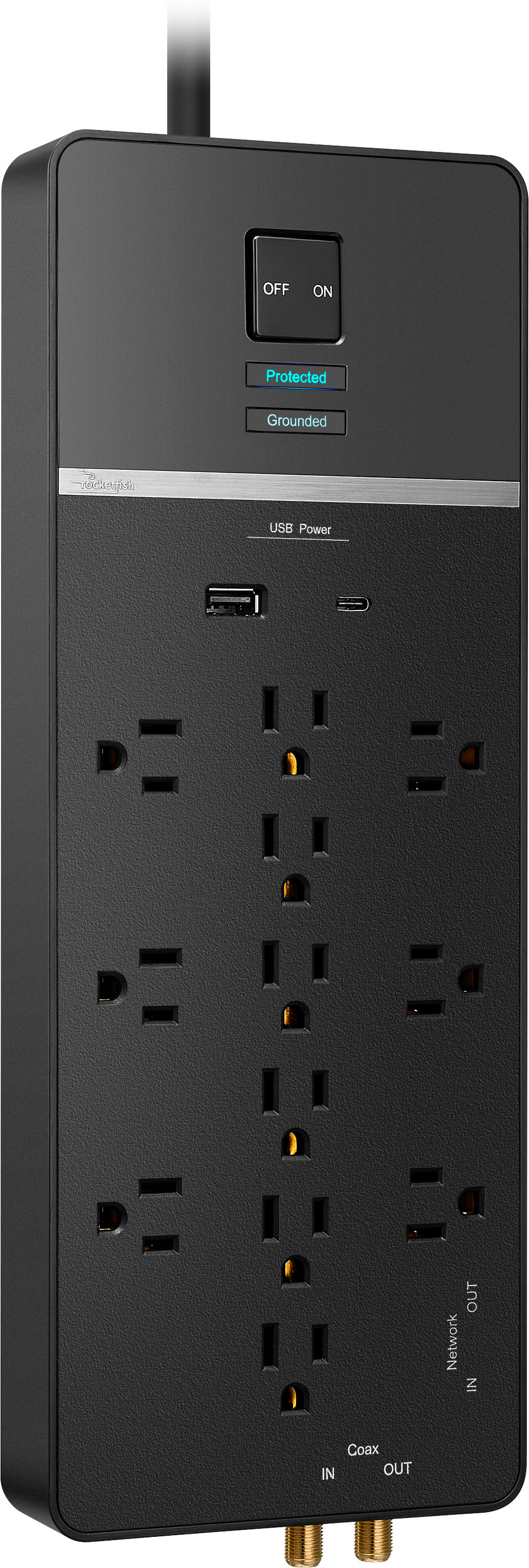 12 Outlet Surge Protector + USB-C and USB-A ports