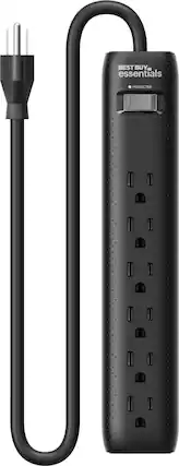 Front. Best Buy essentials™ - 6-Outlet 1,080 Joules Surge Protector - Black.