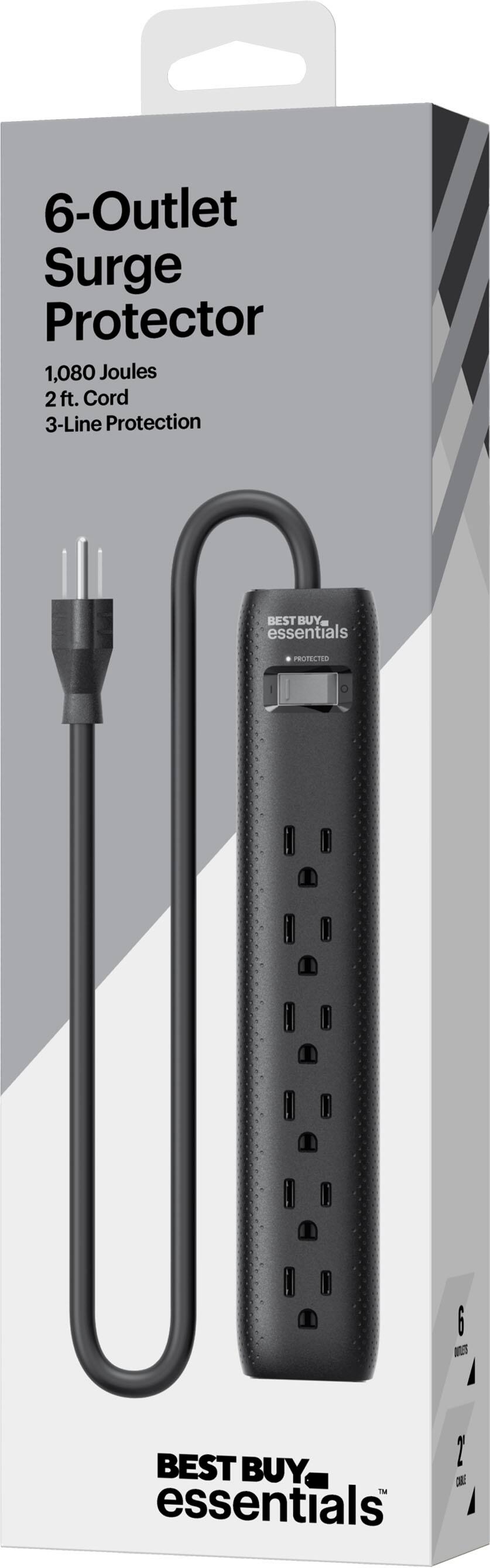 Alt View 14. Best Buy essentials™ - 6-Outlet 1,080 Joules Surge Protector - Black.