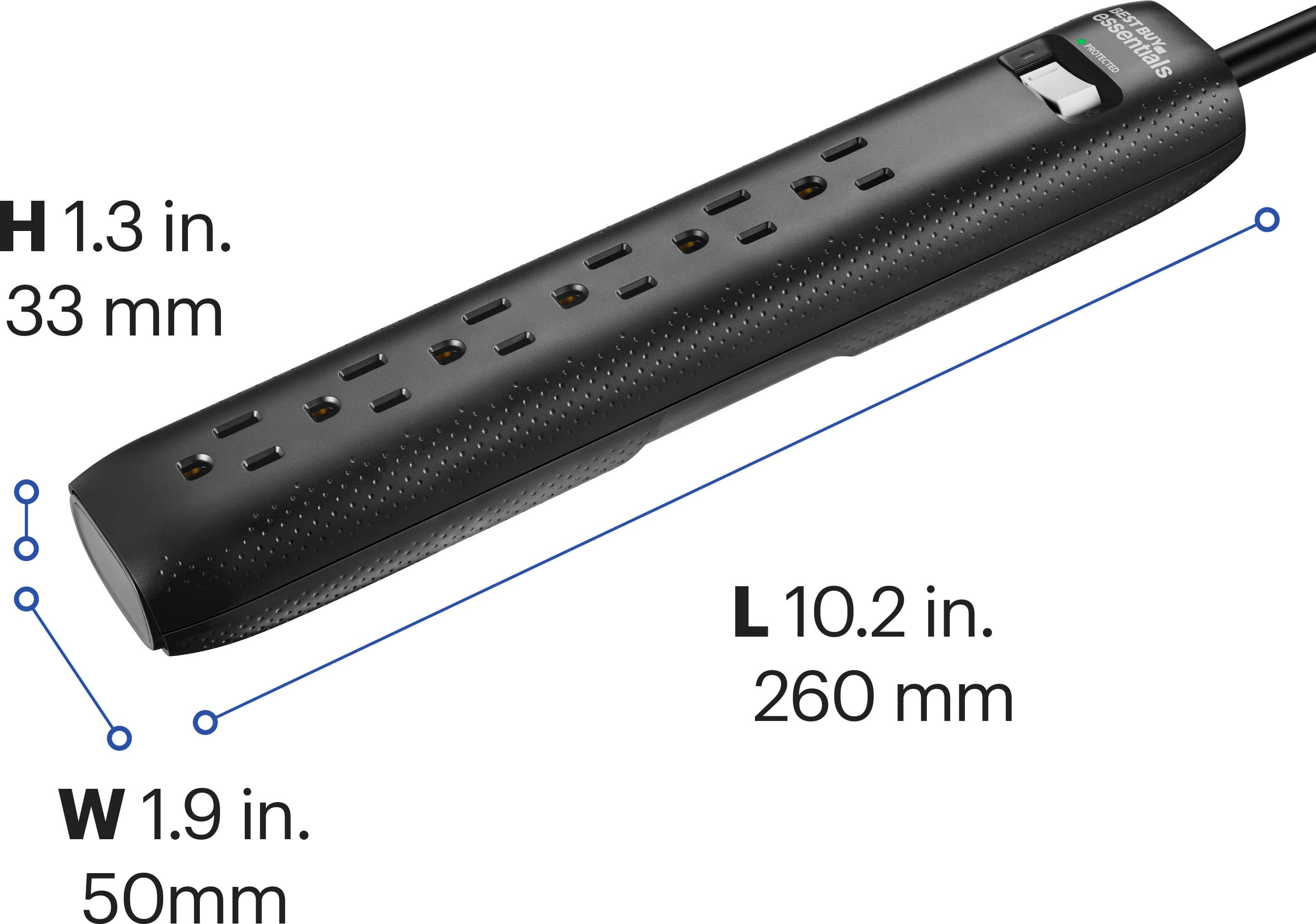 Alt View 17. Best Buy essentials™ - 6-Outlet 1,080 Joules Surge Protector - Black.