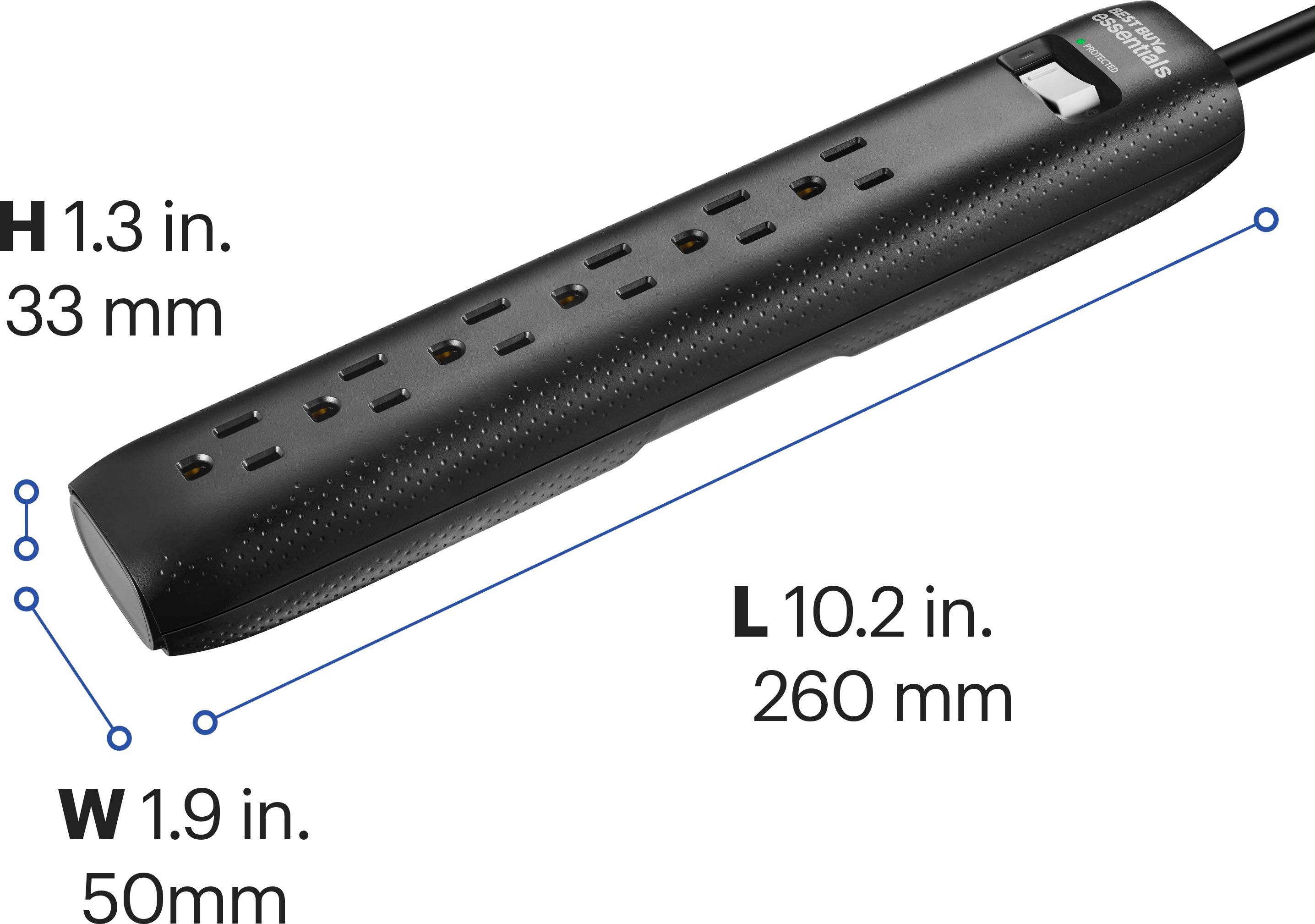 Alt View 17. Best Buy essentials™ - 6-Outlet 1,080 Joules Surge Protector - Black.
