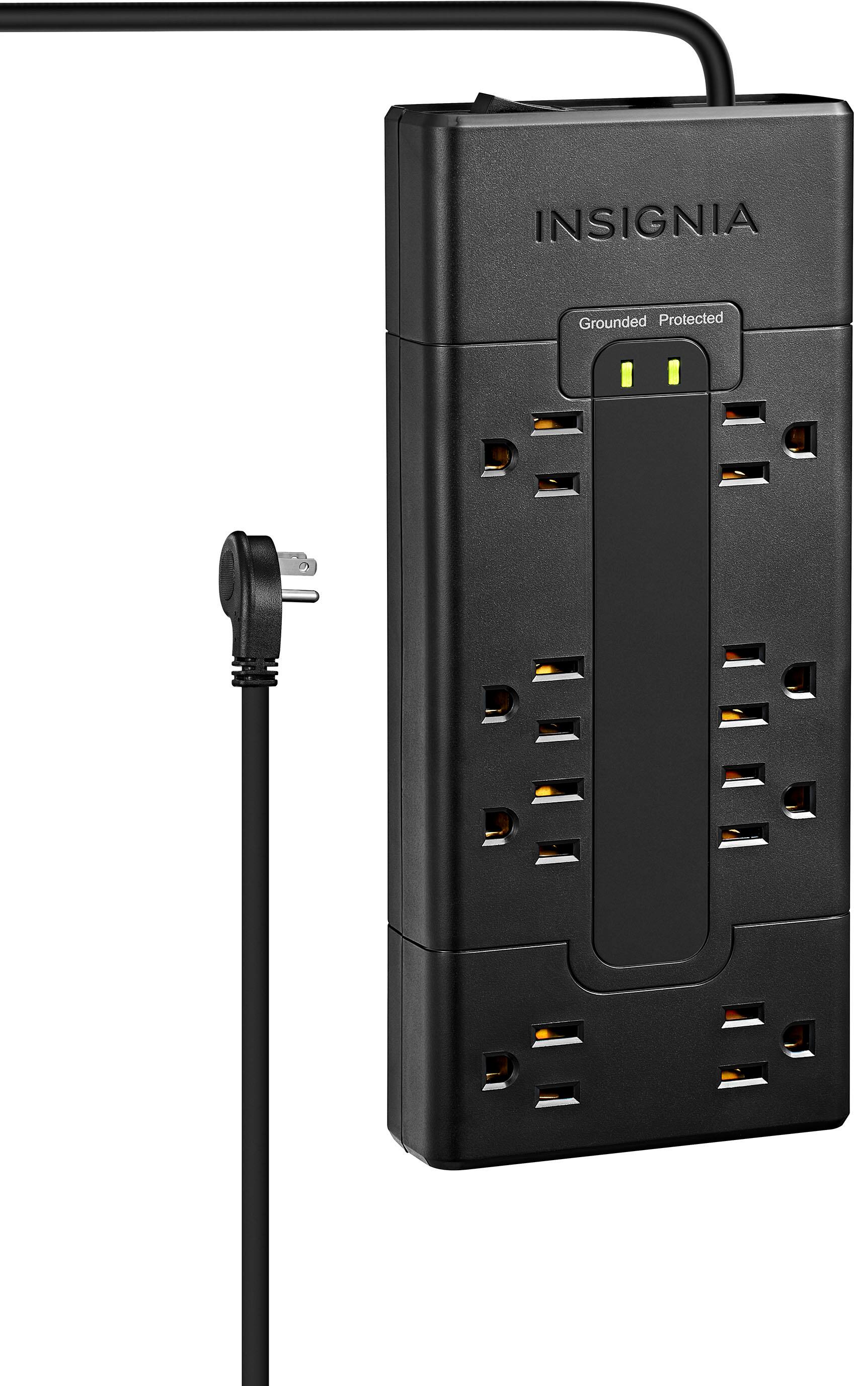 Front. Insignia™ - 8-Outlet 1,200 Joules Surge Protector - Black.